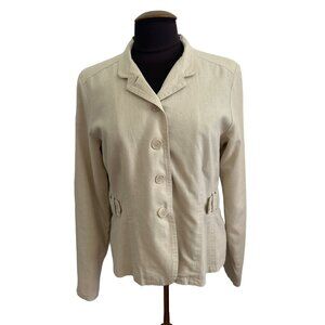 Voice Women's Beige Linen & Cotton Blazer Jacket, Size Large